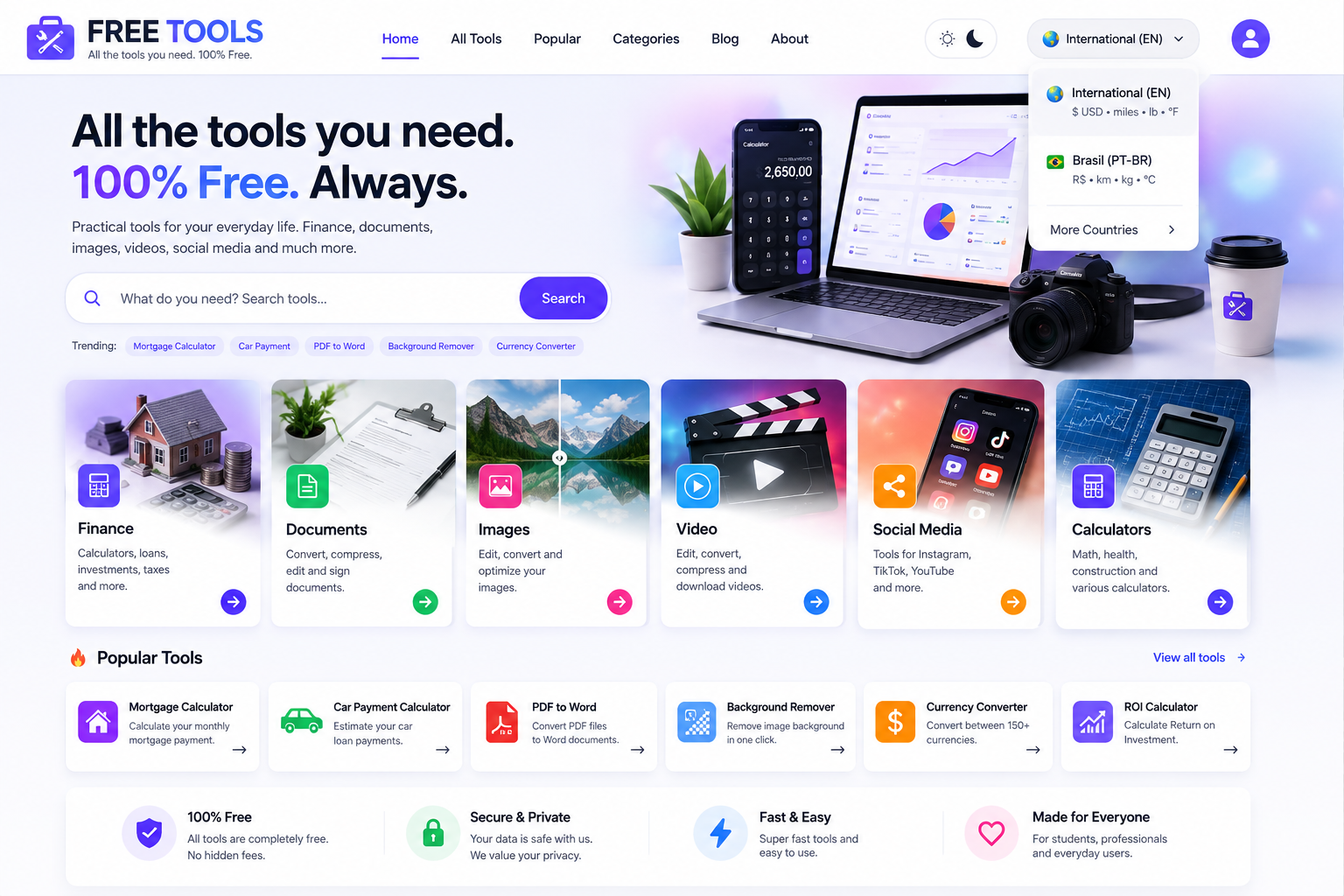Free Tools website preview